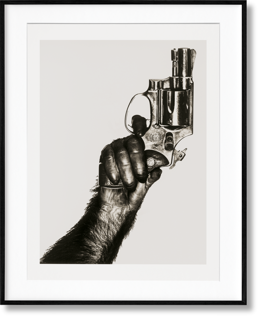 Albert Watson. Kaos. 2nd Edition. Art Edition No. 51–100, ' Monkey with Gun, New York City’, 1992 (German, French, English) (AP)